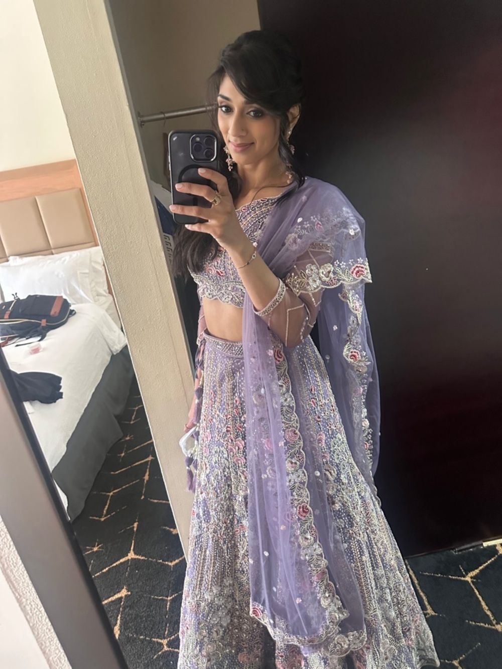 Mauve Lavender Floral Embroidered Lehenga 3 Piece Set - Small Like Brand New - Picture 12 of 16